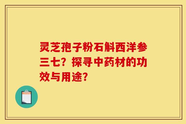 靈芝孢子粉石斛西洋參三七？探尋中藥材的功效與用途？