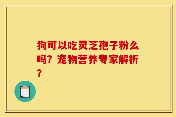 狗可以吃靈芝孢子粉么嗎？寵物營養專家解析？