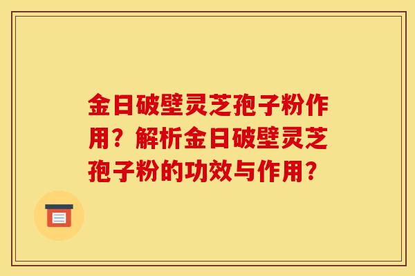 金日破壁靈芝孢子粉作用？解析金日破壁靈芝孢子粉的功效與作用？