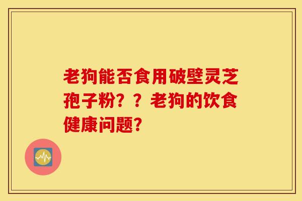 老狗能否食用破壁靈芝孢子粉？？老狗的飲食健康問題？