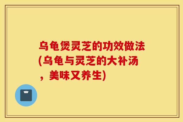 烏龜煲靈芝的功效做法(烏龜與靈芝的大補湯，美味又養生)