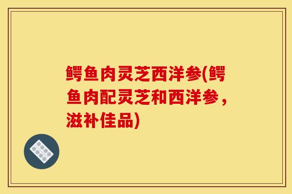 鱷魚肉靈芝西洋參(鱷魚肉配靈芝和西洋參，滋補佳品)