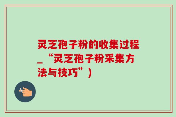 靈芝孢子粉的收集過程_“靈芝孢子粉采集方法與技巧”)