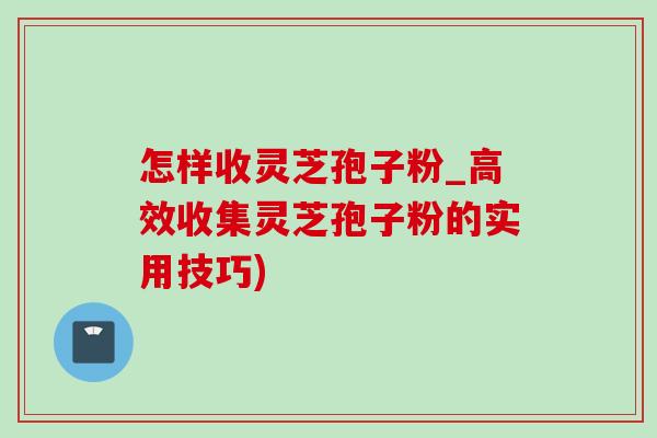 怎樣收靈芝孢子粉_高效收集靈芝孢子粉的實用技巧)