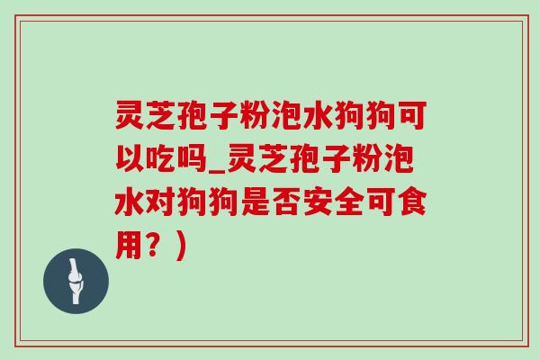 靈芝孢子粉泡水狗狗可以吃嗎_靈芝孢子粉泡水對狗狗是否安全可食用？)