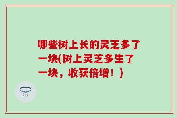 哪些樹上長的靈芝多了一塊(樹上靈芝多生了一塊，收獲倍增！)