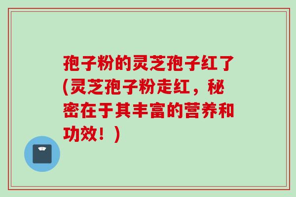 孢子粉的靈芝孢子紅了(靈芝孢子粉走紅，秘密在于其豐富的營養和功效！)