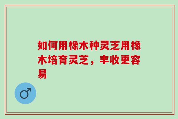 如何用橡木種靈芝用橡木培育靈芝，豐收更容易