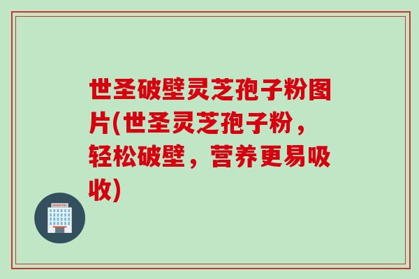 世圣破壁靈芝孢子粉圖片(世圣靈芝孢子粉，輕松破壁，營養更易吸收)