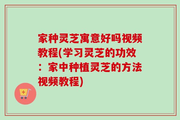 家種靈芝寓意好嗎視頻教程(學習靈芝的功效：家中種植靈芝的方法視頻教程)