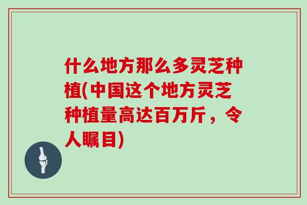 什么地方那么多靈芝種植(中國這個地方靈芝種植量高達百萬斤，令人矚目)