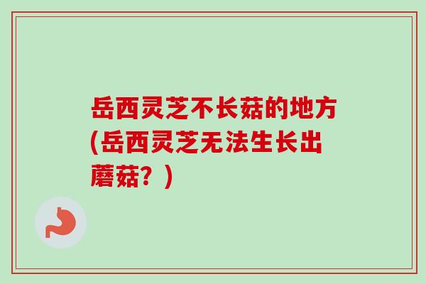 岳西靈芝不長菇的地方(岳西靈芝無法生長出蘑菇？)