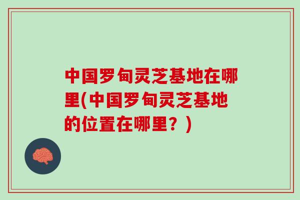 中國羅甸靈芝基地在哪里(中國羅甸靈芝基地的位置在哪里？)