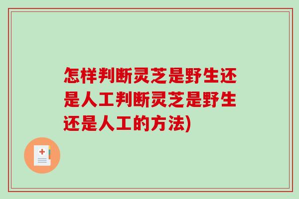 怎樣判斷靈芝是野生還是人工判斷靈芝是野生還是人工的方法)