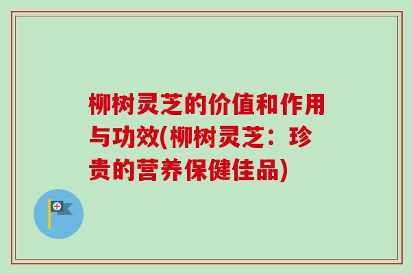 柳樹靈芝的價值和作用與功效(柳樹靈芝：珍貴的營養保健佳品)