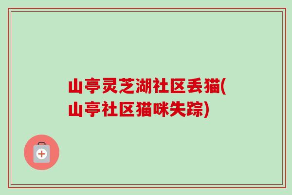 山亭靈芝湖社區丟貓(山亭社區貓咪失蹤)