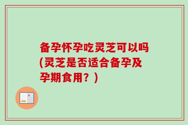 備孕懷孕吃靈芝可以嗎(靈芝是否適合備孕及孕期食用？)